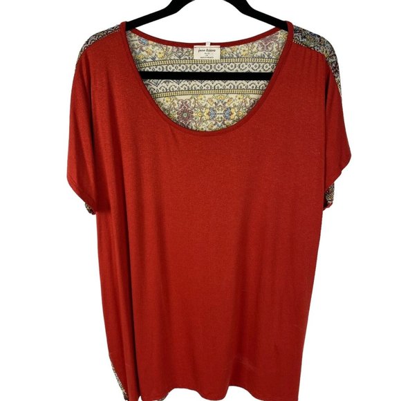 Free Kisses Top Size 2X Orange w/Printed Back Short Sleeves - Picture 1 of 3